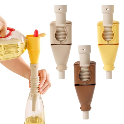 Kitchen Funnel, Silicone Collapsible Funnels for Oil Liquid Transfer, Food Grade (Gray/Coffee/Yellow) - color: Gray/Coffee/Yellow