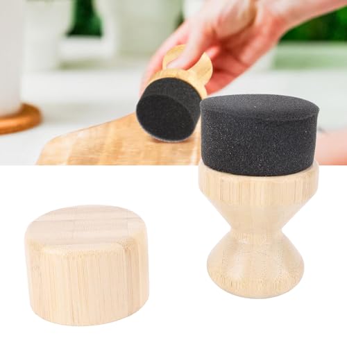 2 Pack Cutting Board Oil Wax Applicator, Food Grade Bamboos Applicator Scrub Brush Set for Wooden Cooking Utensils