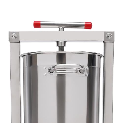 13.25L Manual Fruit and Honey Press, Stainless Steel Manual Beeswax Extractor Large Fruit Honey Presser for Beekeeping Wine Juice