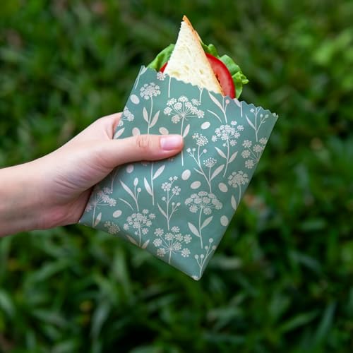 Reusable Beeswax Wraps, Leaves & Flowers Wraps, 9 Pack Eco-Friendly Food Storage, Organic Cotton, Sustainable, Zero Waste, Plastic-Free, Sandwich, Snack, Bowl Covers, 1XL, 3M, 5S - color: Green Botanical3
