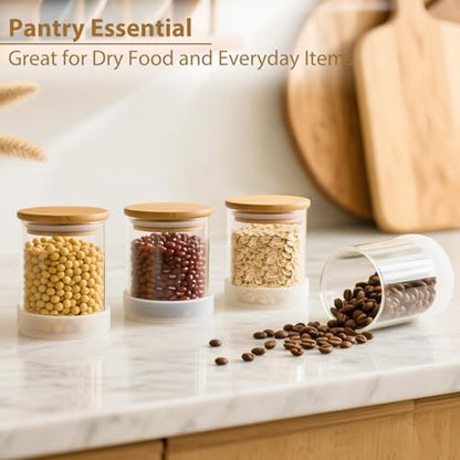 TBWIND 17oz Round Glass Storage Containers with Bamboo Lids – 12 Pack Small Airtight Clear Spice Jars for Pantry Organization, Kitchen Dry Food, Flour, Spice, Coffee Beans, Staples & Snacks - color: Round/17oz/12pcs