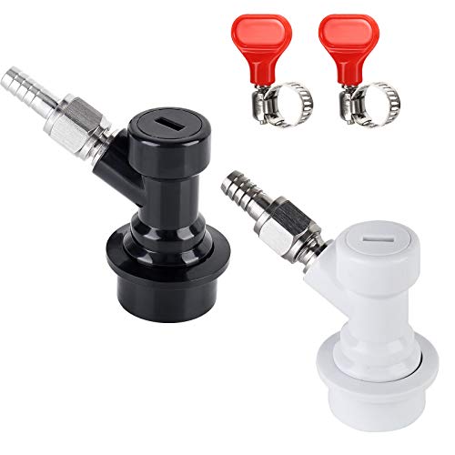 Ball Lock Keg Disconnect Quick Ball Lock Keg Fittings Ball Lock MFL Disconnect Flared 5/16” Gas 1/4” Liquid Barbed Stainless Swivel Nuts for Corny Keg Post for Homebrew with Clamps-1 pack - color: Red-1 Pack