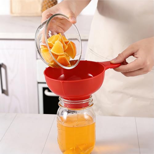 Wide Mouth Plastic Funnel Canning Funnels for Filling Mason Jars Cooking Kitchen Accessories for Filling Bottles Transferring Liquid Dry Ingredients Oil Coffee Beans Spice Blends (Red) - color: Red-1pc
