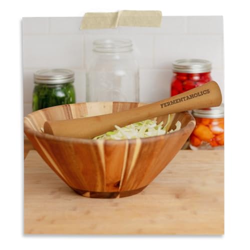Fermentaholics Fermentation Tamper Tool, Make Sauerkraut At Home | Perfect Tool For Fermented Cabbage & Any Fermented Vegetables | DIY Fermented Sauerkraut | (Acacia)