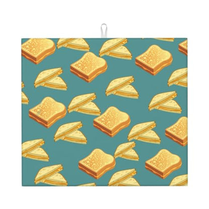 Dish Drying Mat Grilled Cheese Pattern Kitchen Counter Pad Absorbent Non-Slip Mat 18 X16inch