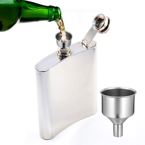 Stainless Steel Funnel for Flask Small Kitchen Funnel Set with 3/8" Spout for Transferring Coffee Beans Spice Blends Beer Oil Bottle