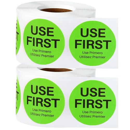 Epakh 1000 Pcs 2 Inch Use First Stickers Food Service Inventory Control Labels for Restaurant Permanent Adhesive Food Labels Circle Dot Paper (Green) - color: Green