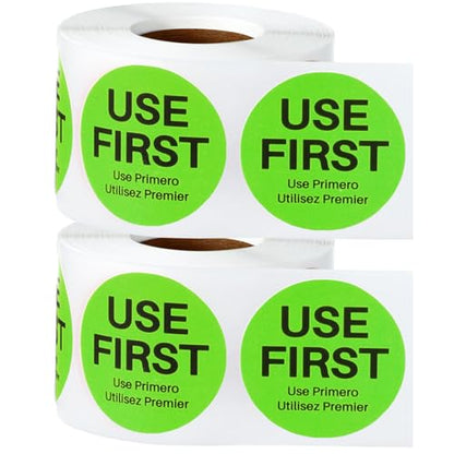 Epakh 1000 Pcs 2 Inch Use First Stickers Food Service Inventory Control Labels for Restaurant Permanent Adhesive Food Labels Circle Dot Paper (Green) - color: Green