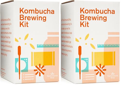 The Kombucha Shop Organic Kombucha Starter Kit - 1 Gallon Brewing Kit Includes All The Essentials Required for Brewing Kombucha At Home (Pack of 2) - size: 1 Count (Pack of 2)