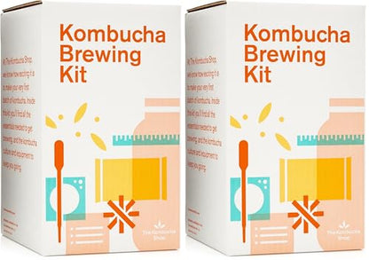 The Kombucha Shop Organic Kombucha Starter Kit - 1 Gallon Brewing Kit Includes All The Essentials Required for Brewing Kombucha At Home (Pack of 2) - size: 1 Count (Pack of 2)