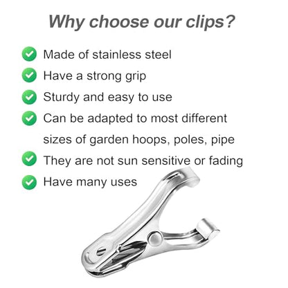 80 Pcs 2inches Gardening Clips for Netting, Metal Clamps Made of Stainless Steel, Have a Strong Grip of Greenhouse Clips Keep the Plant Cover on Garden Hoops - style: 80Pcs