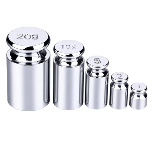 I-MART Calibration Weights Set 1g 2g 5g 10g 20g, M1 Grade Chrome-Plated Steel Small Weights for Digital Scale Calibration, Kitchen Pocket Postal and Craft Use, 5 Piece Gram Set