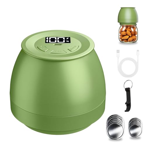 Zivif Electric Mason Jar Vacuum Sealer Kit for Wide & Regular Mouth Jars, Automatic Jar Sealer for Food Storage & Fermentation, Includes 10 Mason Jar Lids, Green - color: Green