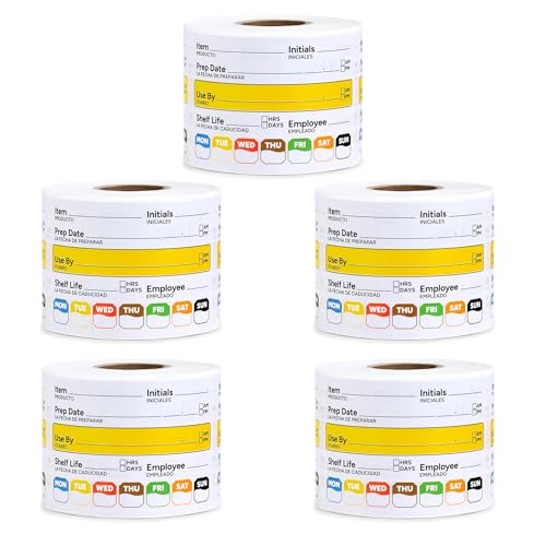 Restaurant Quality Shelf Life Food Rotation Labels Vinyl, 2” x 3” Self-Adhesive Removable Freezer Food Labels, Perfect for Reusable Containers, Easy to Remove, Food Safety Date Sticker (5 PCS) - style: 5 PCS