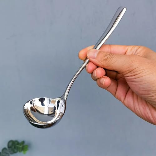 Generic Stainless Steel Small Sauce Ladle, With Pouring Spout Gravy ladle, for Salad dressing and dressings, 7.4Inches 2 Pieces Dishwasher Safe