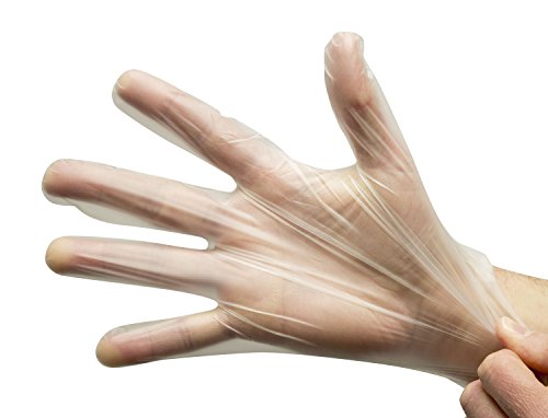 Disposable Clear Poly Hybrid Stretch Gloves, Copolymer Polyethylene PE Blend, Plastic, Powder-Free, Latex and Allergy Free, Food Service, Work, Cooking and Cleaning, Size Medium (Pack of 1000)