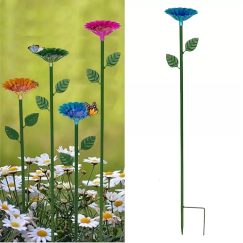 Bee Watering Station - Metal Bee Bath for Garden Water Feeder with Flower Design, Colorful Butterfly Bee Bath Bowl for Outdoor Garden Yard Decor (Blue) - color: Blue