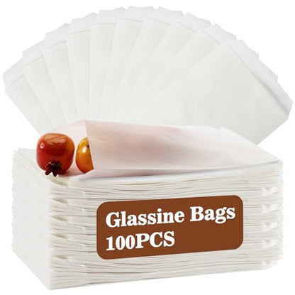 MAQIHAN 100 Glassine Wax Paper Bags - 4x6" Glassine Envelopes Wax Paper Sandwich Food French Fry Bags Individual Cookie Sleeves Cake Slices Soap Bars Packaging Treat Bags Desserts Baked Goods Wrappers - size: 4x6"