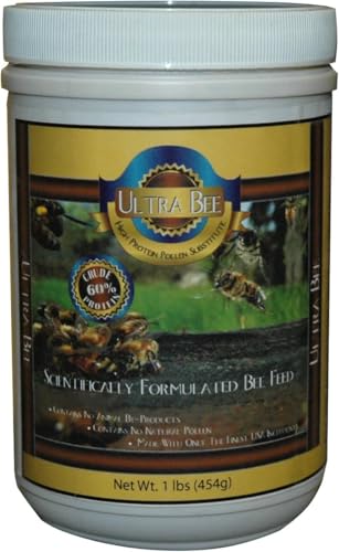 Mann Lake Ultra Bee Pollen Substitute, High-Protein Dry Feed for Healthy Bee Colonies to Support Brood Growth & Vitality, Nutrient-Rich with Vitamins and Amino Acids, No Animal by-Products, 1-Lb - size: 1 Pound (Pack of 1)