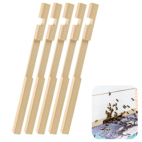 5 Pack Beehive Entrance Reducer 10 Frame Wood Bee Hive Entrance Reducer for Beekeeping, 2 Size Openings, Control Ventilation and Keep Out Honey Robbers, Beekeeping Supplies