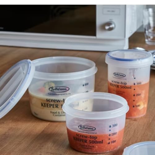 Set of 3, Lustroware Airtight Nestable Food Storage Containers with Lids, Reusable BPA Free Meal Prep Canisters with Measurement Marks, Pantry & Fridge Organization, Microwave Safe (8.5, 17, 25 oz) - size: 8.5/17/25 oz