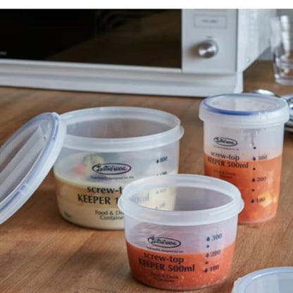 Set of 3, Lustroware Airtight Nestable Food Storage Containers with Lids, Reusable BPA Free Meal Prep Canisters with Measurement Marks, Pantry & Fridge Organization, Microwave Safe (8.5, 17, 25 oz) - size: 8.5/17/25 oz