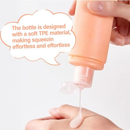 4 in 1 Portable Travel Dispenser Bottle Set (4 x 15 mL) Refillable Leakproof Travel Bottles with Cleaning Brush, Carabiner, Labels, Drawstring Pouch & 4 Funnels for Shampoo, Lotion & Body Wash(Beige) - color: Beige