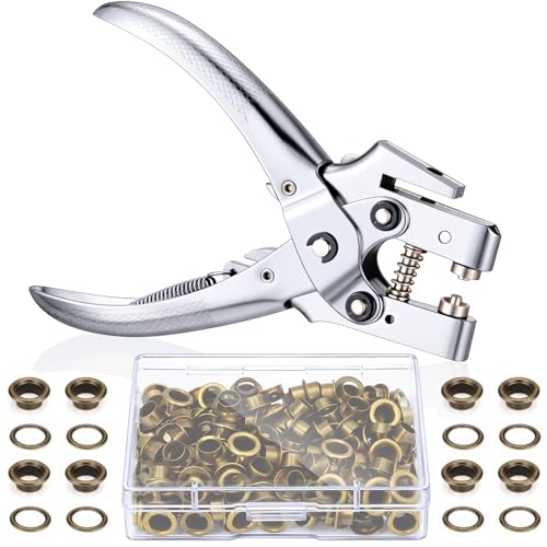 Honoson 3/16 Inch Grommet Tool Kit Eyelet Plier Set Hole Punch Grommet Hand Press Pliers with 200 Pieces of Eyelets for Clothes Shoes Bags(Bronze) - color: Bronze, size: 3/16 Inch