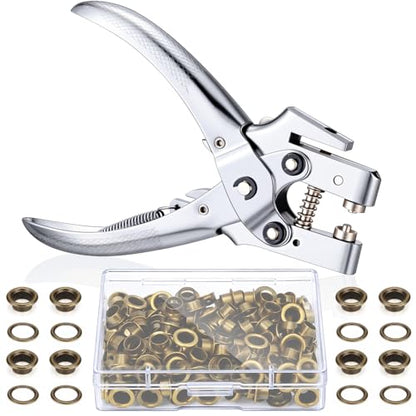 Honoson 3/16 Inch Grommet Tool Kit Eyelet Plier Set Hole Punch Grommet Hand Press Pliers with 200 Pieces of Eyelets for Clothes Shoes Bags(Bronze) - color: Bronze, size: 3/16 Inch