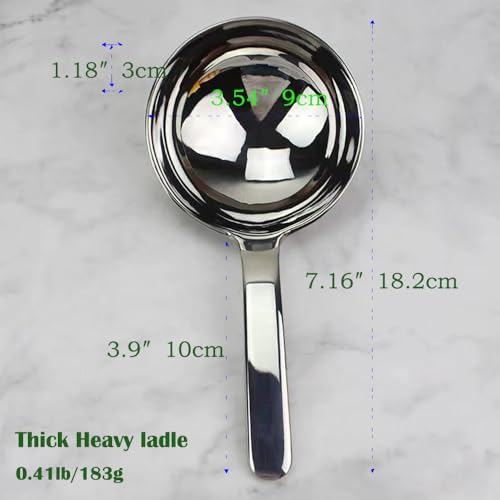 Heavy-Duty Ladle (Short Handle) Big Spoon 18/10 Stainless Steel Ladle for Serving, 7.1 inch, 1Pack (Silver)