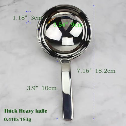 Heavy-Duty Ladle (Short Handle) Big Spoon 18/10 Stainless Steel Ladle for Serving, 7.1 inch, 1Pack (Silver)