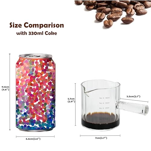 Glass Espresso Cup 6 OZ, Double Shots Measuring Cup with Glass Handle for Dishwasher Safe, Double V-Shaped Spout Milk Frothing Pitcher, Espresso Accessories for Machine, Demitasse Cups (Clear) - color: Clear