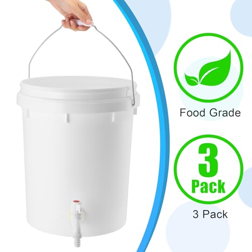 Maxcheck 3 Pack Bucket with Spigot and Lid, Plastic Drink Dispenser with Bottling Bucket Spigot for Self Service Catering and More(5 Gallon) - size: 5 Gallon