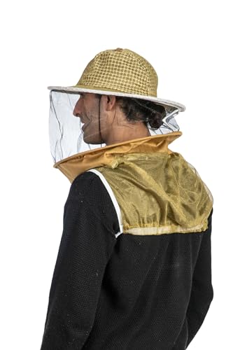 Three Layer Ventilated Beekeeping Veil in Round (3-Layer Hat, Khaki) - color: Khaki