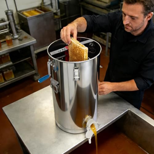 Manual Honey Extractor 2-Frame, 49.6lbs Capacity Stainless Steel Honey Spinner Extractor, for Beekeeping Harvesting