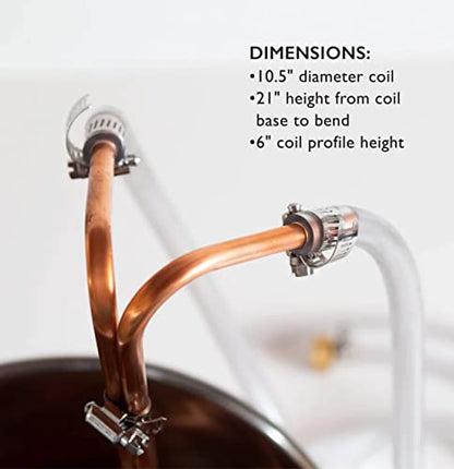 Craft A Brew - Clover Wort Immersion Chiller - For Home Brewing - Includes Copper Immersion Coil, Two Vinyl Tubing Leads, Hose Adapter, and Stainless Steel Worm Clamps - Made in USA - 5 Gallon - size: 5 Gallon