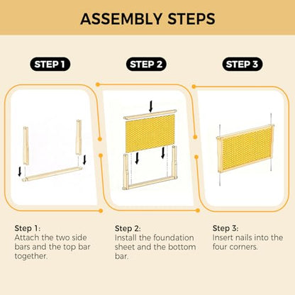 Honey Lake 20 Pack Deep Beehive Frames Kit with Durable Wooden Frames and Food-Grade Beeswax-Coated Plastic Foundations for Beekeeping (Yellow) - color: 20Pack-Yellow