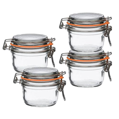 Le Parfait Super Terrine 125mL (4oz) Zero Waste Eco-Friendly Glass Canning Jars, Airtight Rubber Seal & Wire Bail Lid, BPA-Free, Water Bath Safe for Food Storage & Preserving, Made in France, 4PK - color: 125ml (Set/4)