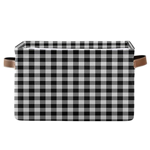 AUUXVA Storage Basket Classic Buffalo Plaid Check Storage Cube Box Durable Canvas Collapsible Toy Basket Organizer Bin with Handles for Shelf Closet Bedroom Home Office - color: Classic Buffalo Plaid, size: 1 Pack