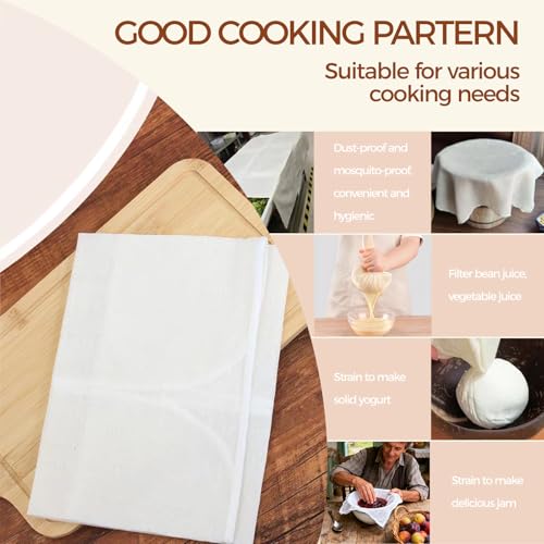 Cheese Cloth for Straining,10pcs 20x20 Inch Unbleached Cotton Pre-Cut Fabric,Reusable Muslin Cloth Hemmed Cheesecloth,for Straining, Making Yogurt, Juicing, Cooking Turkey, Baking