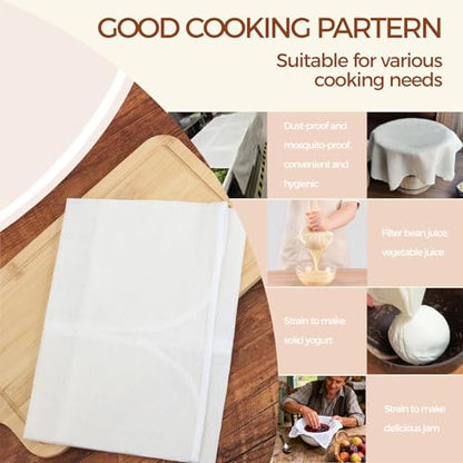 Cheese Cloth for Straining,10pcs 20x20 Inch Unbleached Cotton Pre-Cut Fabric,Reusable Muslin Cloth Hemmed Cheesecloth,for Straining, Making Yogurt, Juicing, Cooking Turkey, Baking