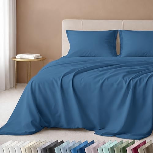 California Design Den Twin Sheet Set - Luxury 600 Thread Count Sateen, Natural 100% Cotton Sheets, Fully Elasticized Deep Pockets, Crisp, Cool and Durable Bedding - Parisian Blue - color: 15 - Parisian Blue, size: Twin