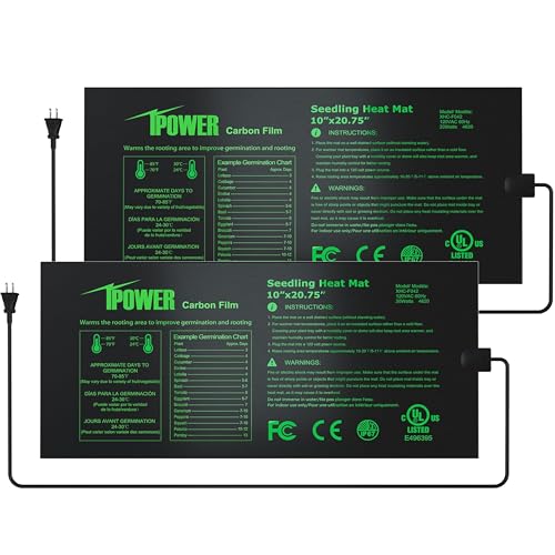 iPower 2 Pack Waterproof Seedling Heat Mat 10"x20.75", Warm Hydroponic Heating Pad for Germination, Indoor Gardening, Greenhouse - size: 10" x 20.75"(x2)-New, style: Upgraded Carbon Film