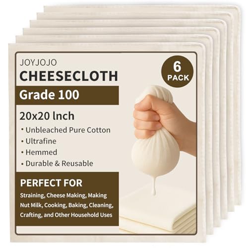 Cheesecloth 6-Pack 20x20 Inch – Organic Grade 100 Cotton, Reusable Hemmed Cheesecloth for Baking, Straining, Nut Milk & More - size: 20*20Inch 6PCS