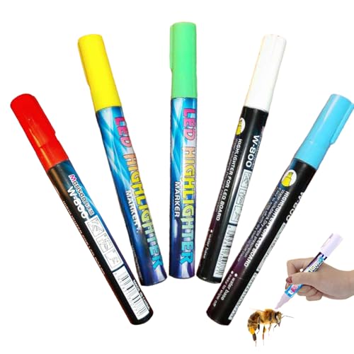 5Pcs Queen Bee Marker Flashing Erasable Multipurpose Queen Bee Marking Pen for Home School Garden Farm Marking Kit Pen