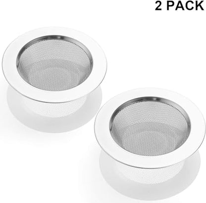 LASSHSWA 2 PCS Kitchen Sink Strainer Stainless Steel, Kitchen Sink Drain Strainer， Sink Strainers with Large Wide Rim 4.5" Diameter for Kitchen Sinks - style: 2 PACK