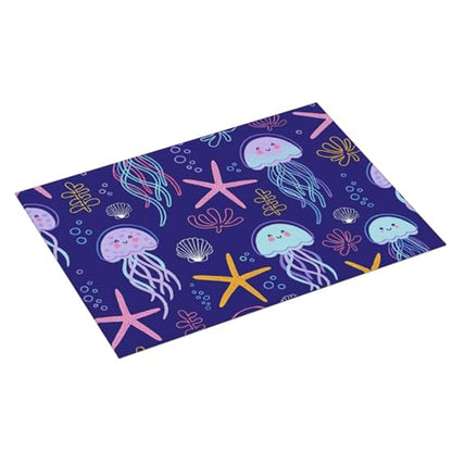Cute Jellyfish and Starfish Dish Drying Mat for Kitchen Counter Microfiber Absorbent Reusable Washable 18x24in - color: Cute Jellyfish And Starfish
