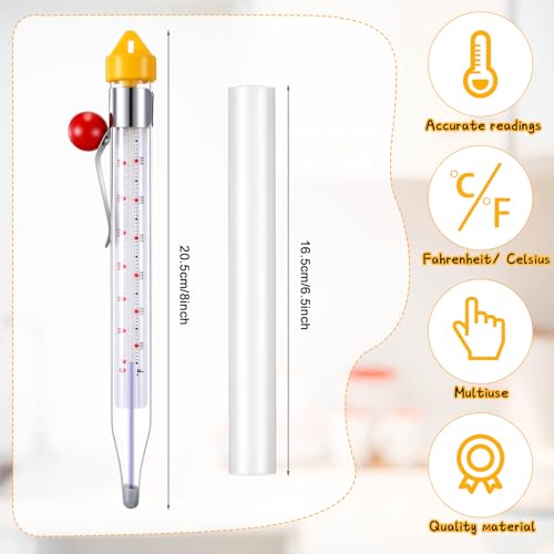 Photect Candy Thermometer with Pot Clip 8" Deep Fry Oil Thermometer for Candy Making Instant Read Cooking Food Thermograph Sugar Syrup Jam Jelly Oil Temperature Kitchen Accessories(Yellow,1 Pcs) - color: Yellow