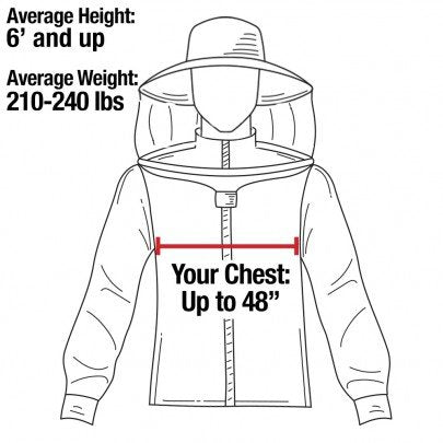 Beekeeping Jacket with Round Veil and Gloves, 100% Cotton Bee Jacket with YKK Brass Zippers - XL - size: XL