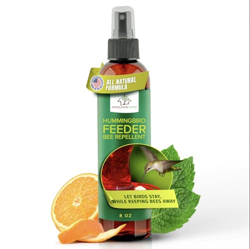 Donaldson Farms Hummingbird Feeder Bee Repellent Spray - Efficiently Keep Bees Off Hummingbird Feeder, Natural Bee Repellent Sprays for Patio Garden, Citrus Spray for Outdoor Bird Food - 8oz Bottle